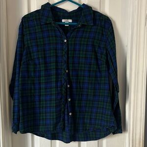 Croft & Barrow Blue and Green Plaid Shirt